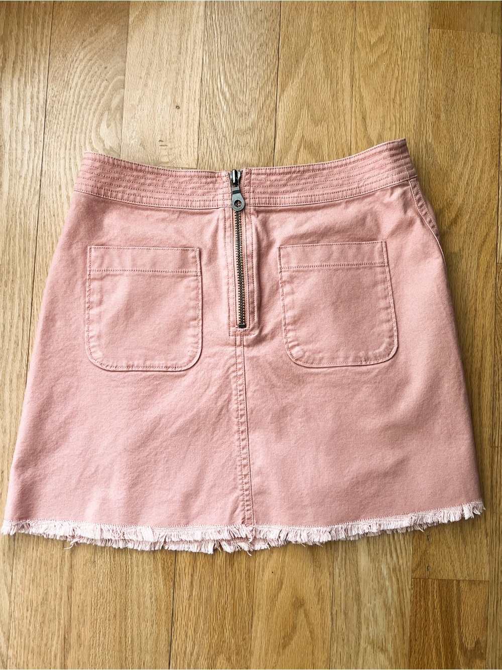Madewell Blush Pink Denim Mini Skirt with Raw Frayed Hem - Size 2
